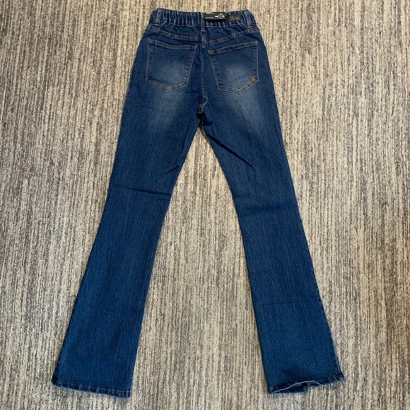 NWT Umgee Denim Flare Leg Jeans Women's Size 3 Split Hem Dark Wash Mid Rise B - Picture 8 of 8